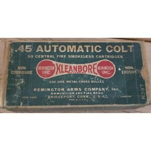 Vintage Remington Kleanbore .45 Automatic Colt Empty Ammo Box 230 Gr UMC R397